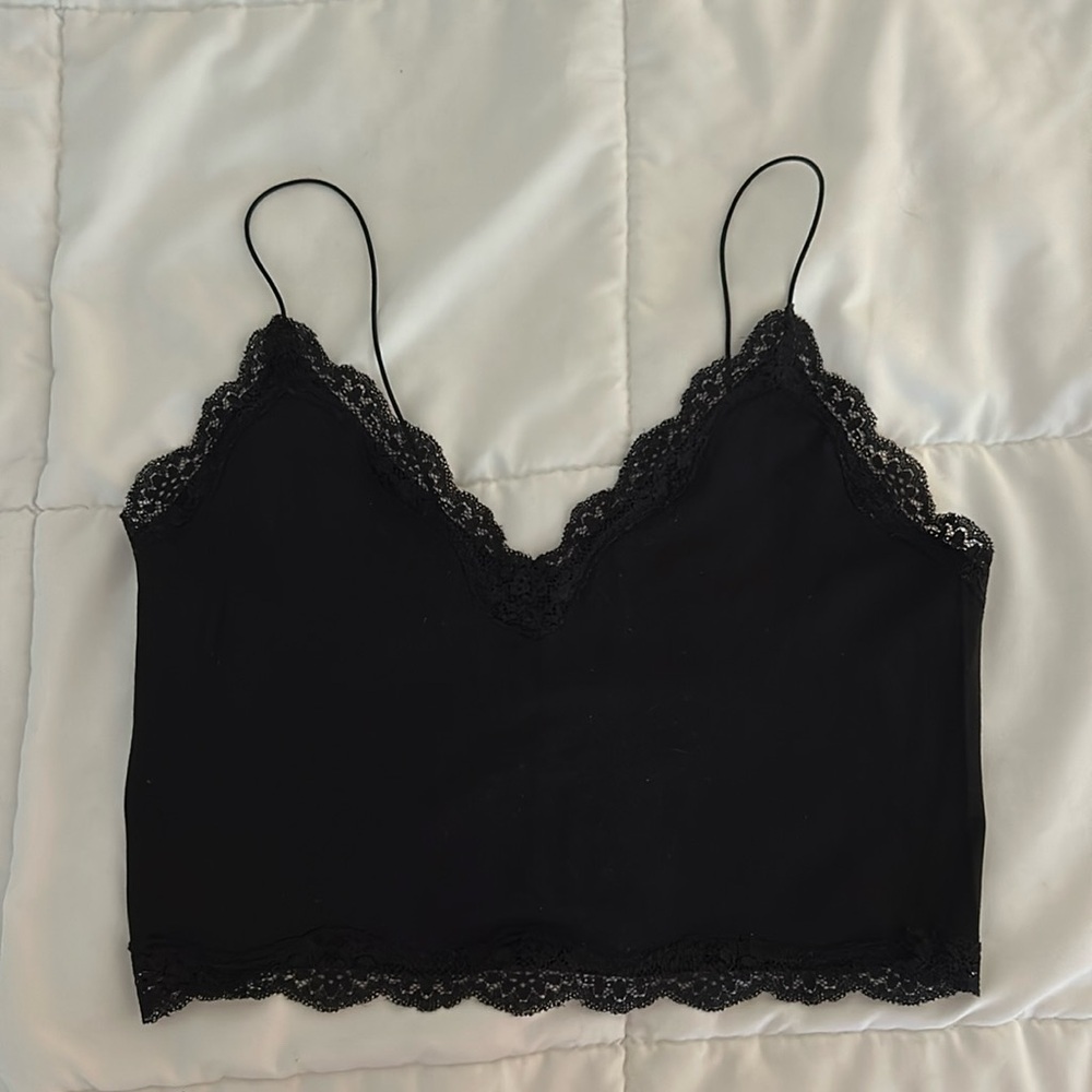 Forever 21 seamless black tank top lace trim